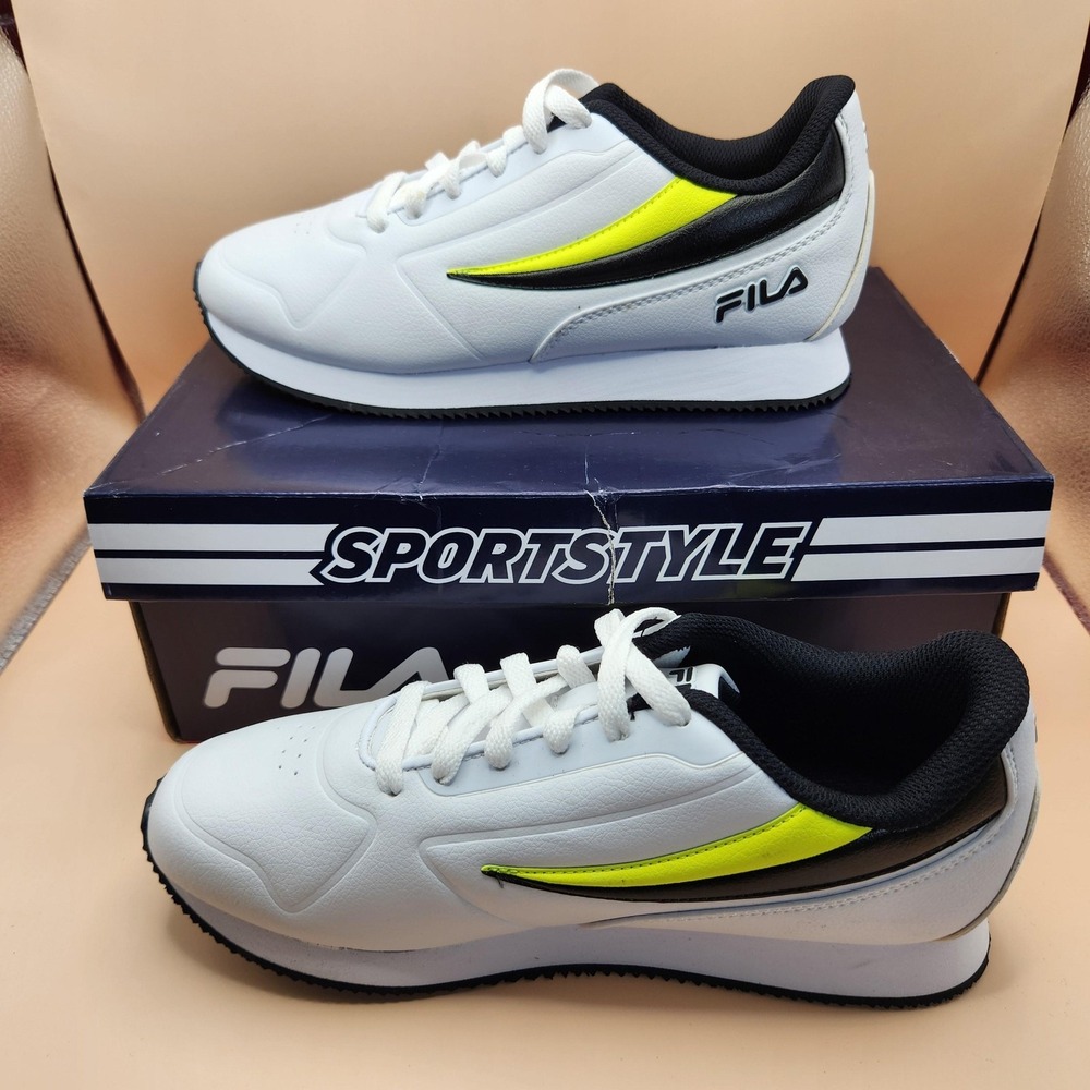Fila Volari Shoes Sz 8.50 Womens White Black Yellow Sportstyle Sneaker Athletic